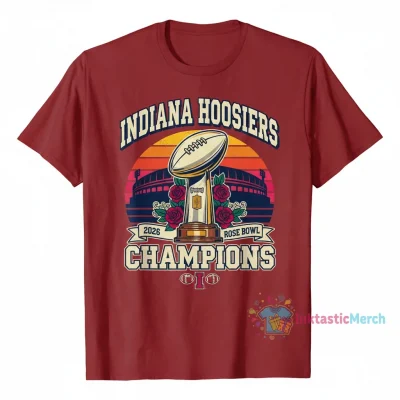Indiana Hoosiers 2026 Rose Bowl Champions Trophy T-Shirt