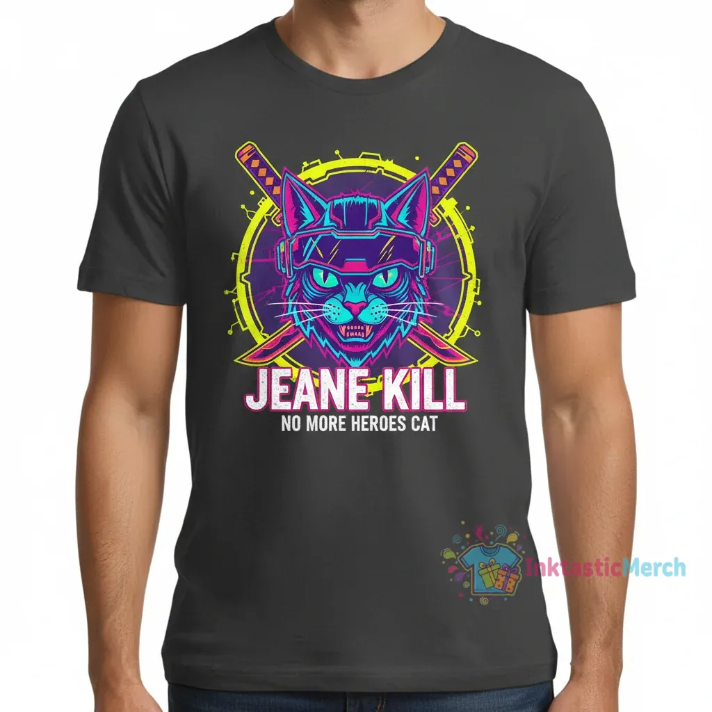 Jeane Kill No More Heroes Cat Dark Gray" Essential T-Shirt 1 Jeane Kill No More Heroes Cat Dark Gray" Essential T-Shirt