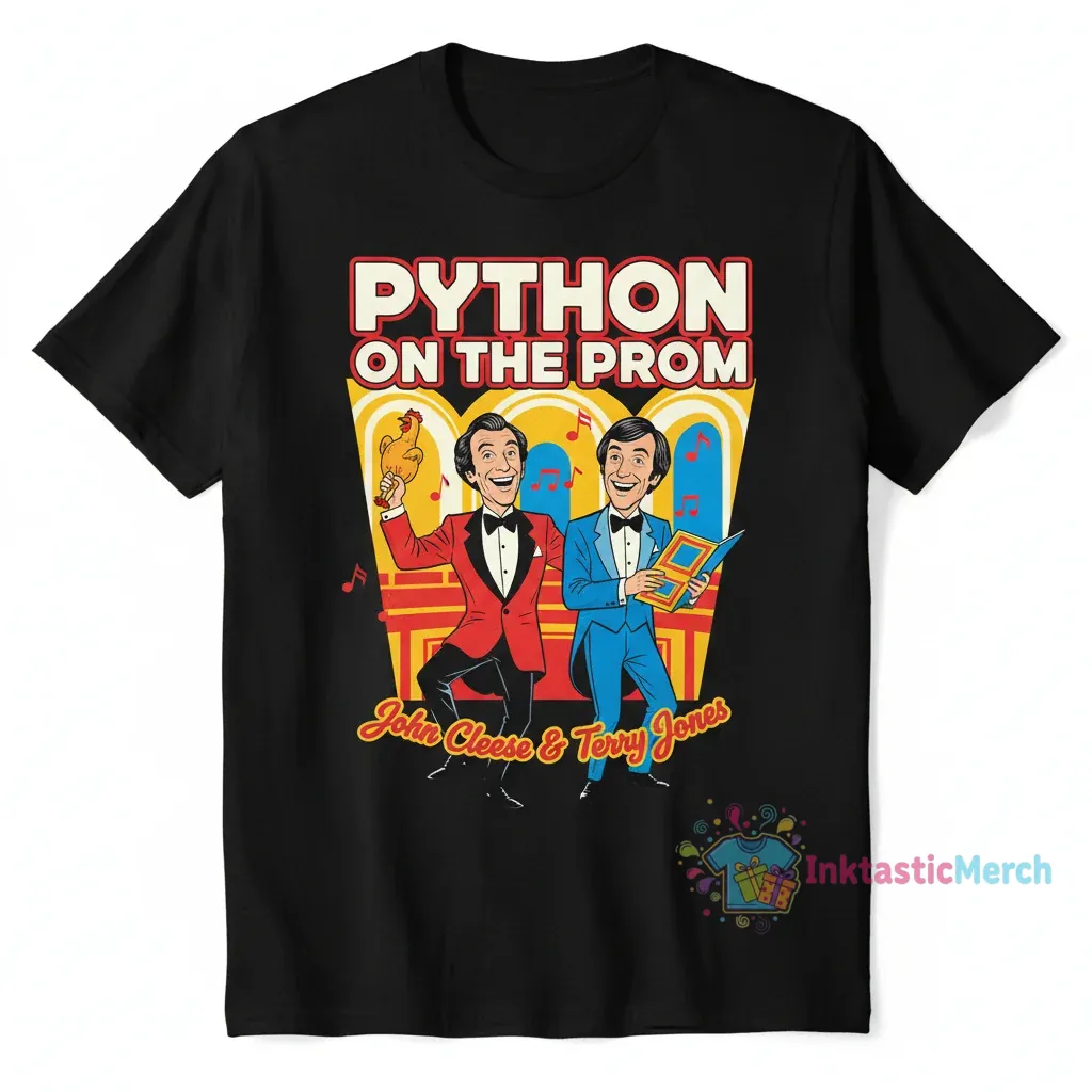 John Cleese Terry Jones 'A Python on the Prom' Retro T-Shirt 1 John Cleese Terry Jones 'A Python on the Prom' Retro T-Shirt