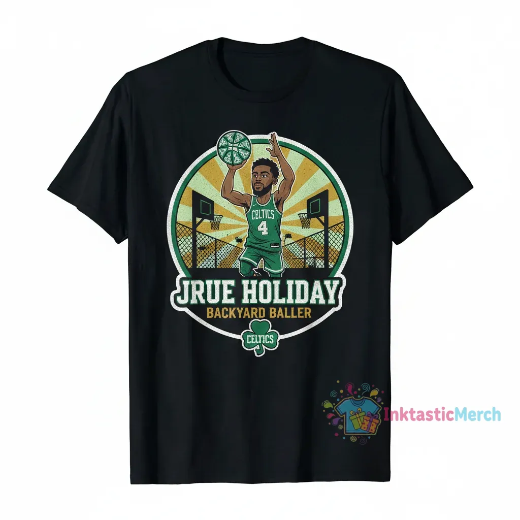 Jrue Holiday Boston Celtics NBA Backyard Basketball T-Shirt 1 Jrue Holiday Boston Celtics NBA Backyard Basketball T-Shirt