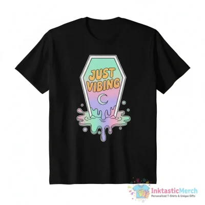 "Just Vibing Pastel Drip Melting Coffin" Essential T-Shirt for Sale by ctkrstudio - High Quality Printed T-Shirt