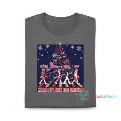 Kansas City Chiefs Abbey Road Christmas Tree Signatures Shirt
