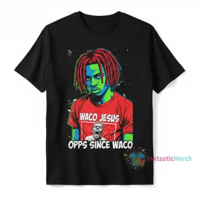 Ken Carson wearing Waco Jesus shirt