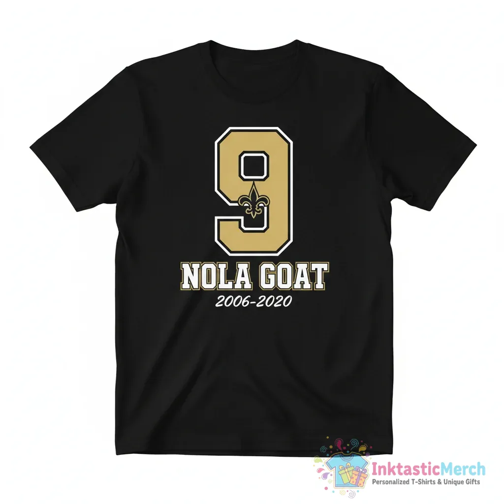 Limited Edition Drew Brees Jersey Style Shirt, GOAT 9, Nola, New Orleans Saints Shirt, Mug, Hoodie & Wall Tapestry! Essential T-Shirt 1 Limited Edition Drew Brees Jersey Style Shirt, GOAT 9, Nola, New Orleans Saints Shirt, Mug, Hoodie & Wall Tapestry! Essential T-Shirt