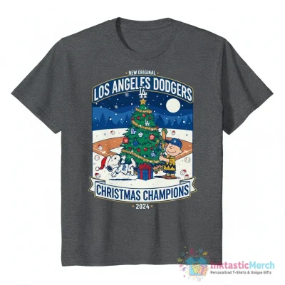 Los Angeles Dodgers Snoopy Charlie Brown Christmas Baseball Champions Ornament - High Quality Printed T-Shirt