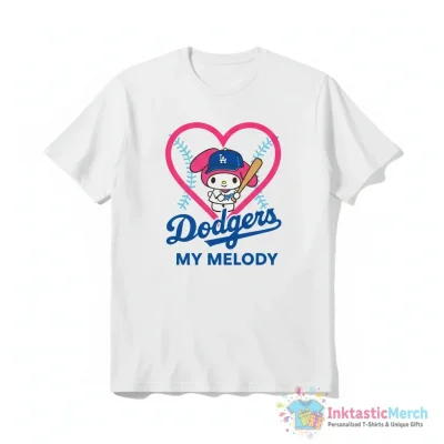 Los Angeles Dodgers x My Melody baseball heart shirt - High Quality Printed T-Shirt