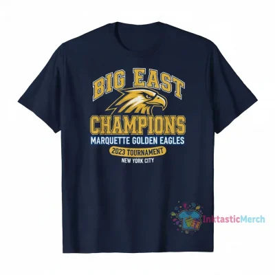 Marquette Golden Eagles 2023 Big East Basketball Conference Tournament Champions Blue 84 T-Shirt