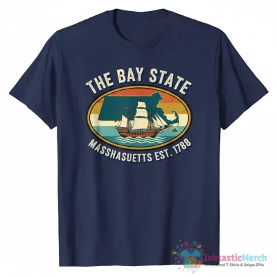 Massachusetts, MA, Bay State - State Abbreviation and Motto Oval Travel Bumper Sticker for your Car or Luggage.  Essential T-Shirt