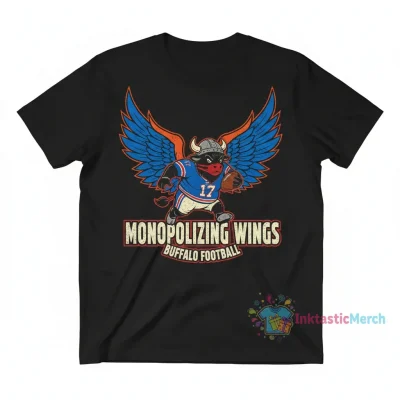 Monopolizing Wings: A Buffalo Bills Mascot Cartoon Shirt