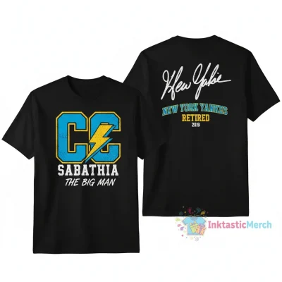 New York Yankees CC Sabathia Retired Player Nickname Signature 2-Sided T-Shirt