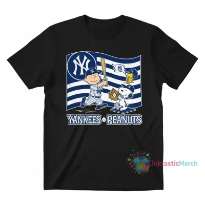New York Yankees x Peanuts Charlie Brown Snoopy Woodstock Flag T-Shirt