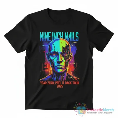 Nine Inch Nails year zeron Peel It Back tour 2025 portrait logo shirt - High Quality Printed T-Shirt