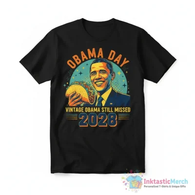 "Obama Day Eating A Taco Vintage Obama Still Missed 2028" Essential T-Shirt for Sale by SunfullyYours - High Quality Printed T-Shirt