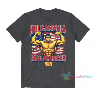 Official Hulk Hogan Hulkamania "Real American" USA Flag T-Shirt