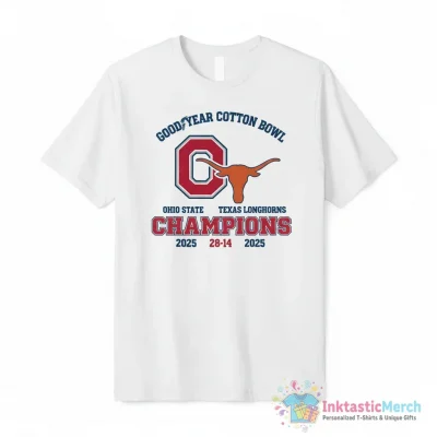 Ohio State Buckeyes vs Texas longhorns Goodyear Cotton Bowl Champions 2025 shirt - High Quality Printed T-Shirt