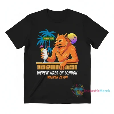 Orange Werewolf Drinking a Pina Colada in Trader Vics Werewolves of London Warren Zevon" Essential T-Shirt