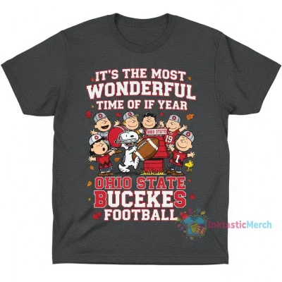 Peanuts Snoopy & Friends "Most Wonderful Time of the Year" Ohio State Buckeyes Football Shirt