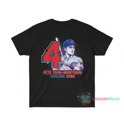 Pete Crow-Armstrong #4 Chicago Cubs Retro Bitmap T-Shirt
