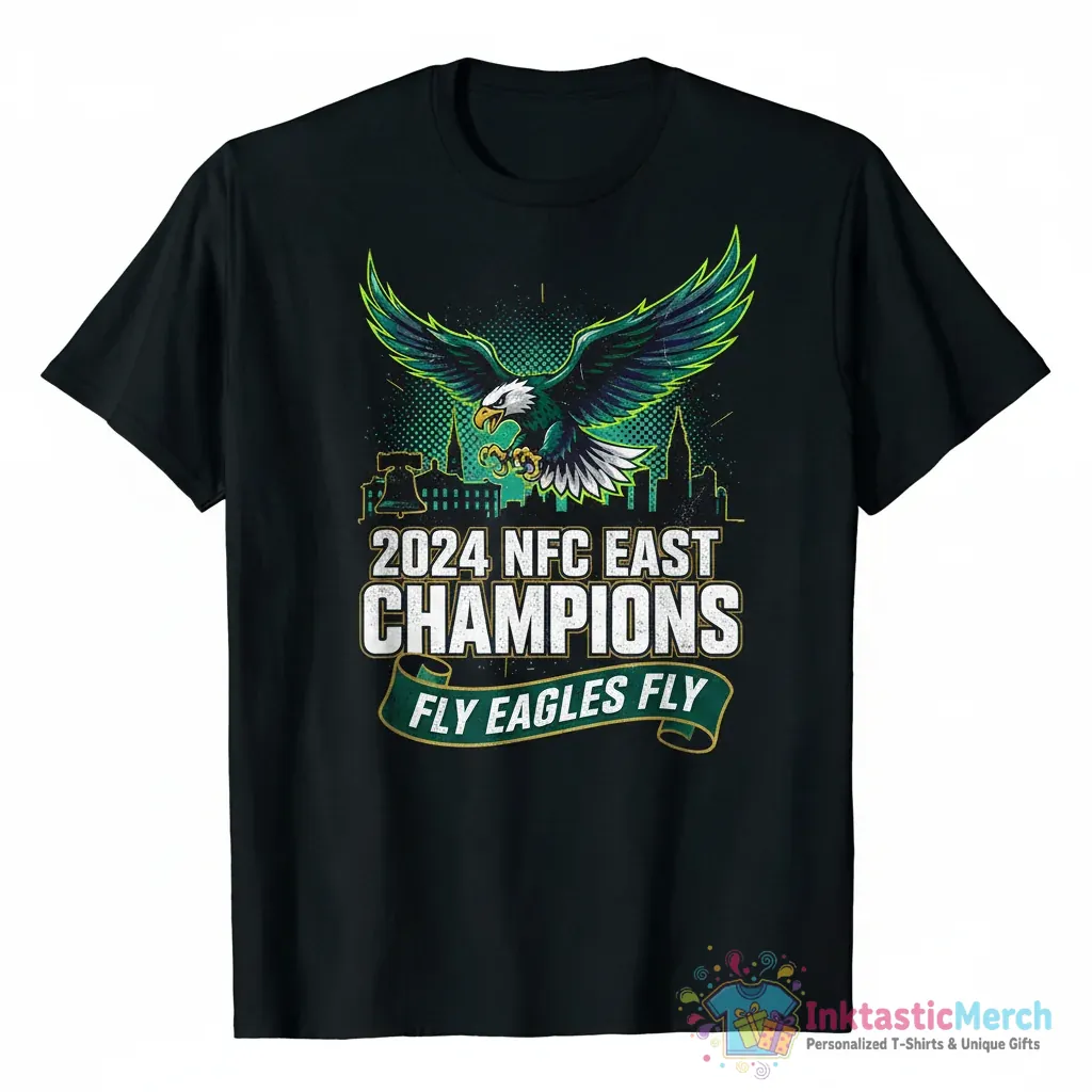 Philadelphia Eagles NFL 2024 NFC East Division Champions Fly Eagles Fly shirt 1 Philadelphia Eagles NFL 2024 NFC East Division Champions Fly Eagles Fly shirt - High Quality Printed T-Shirt
