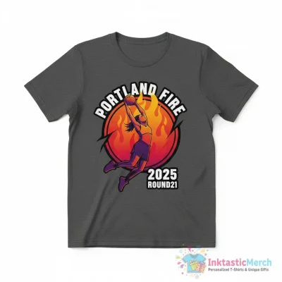 Portland Fire WNBA basketball 2025 Round21 silhouette logo shirt - High Quality Printed T-Shirt