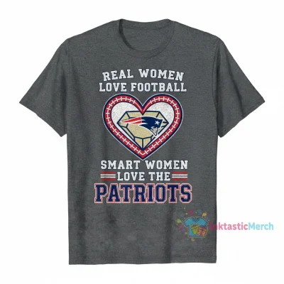 Real Women Love Football Smart Women Love New England Patriots Heart Diamond Shirt