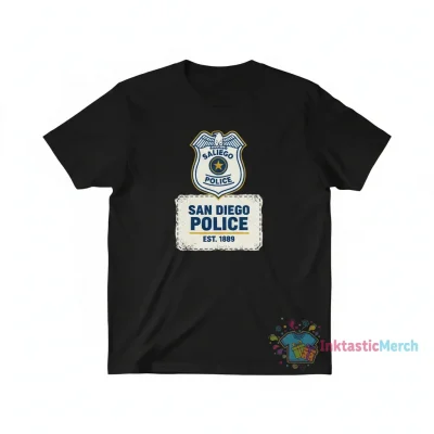San Diego Police Department - SDPD Officer Badge over White Leather Essential T-Shirt