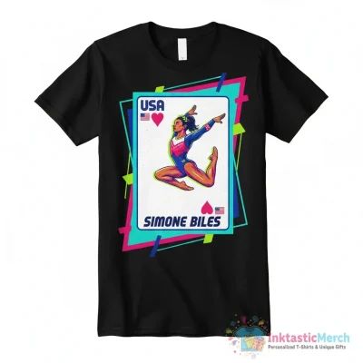 Simone Biles Gymnastics Playing Card USA shirt - High Quality Printed T-Shirt