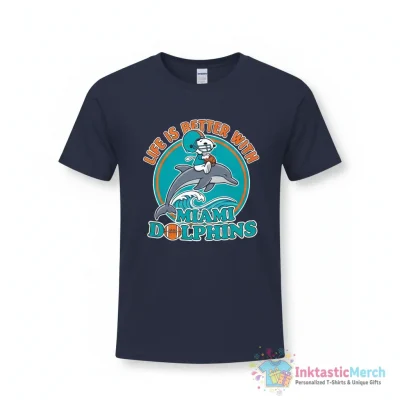 Snoopy life is better with Miami Dolphins shirt - High Quality Printed T-Shirt