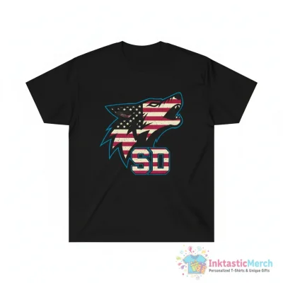 South Dakota Coyotes logo USA flag shirt - High Quality Printed T-Shirt