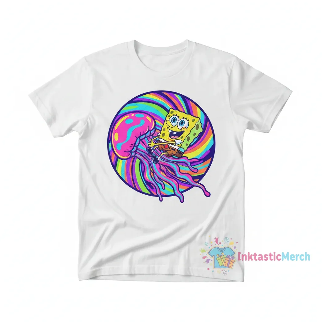 SpongeBob riding a Jellyfish " Essential T-Shirt 1 SpongeBob riding a Jellyfish " Essential T-Shirt