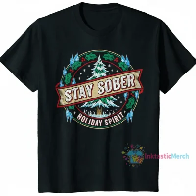 Stay Sober Christmas logo parody shirt