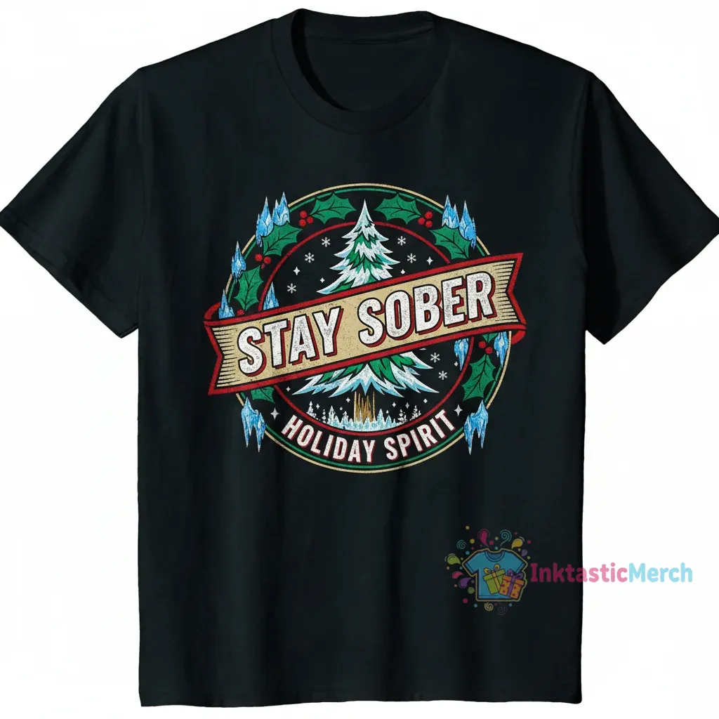 Stay Sober Christmas logo parody shirt 1 Stay Sober Christmas logo parody shirt