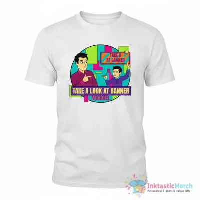 "take a look at banner, michael" Essential T-Shirt for Sale by gobbeecompany - High Quality Printed T-Shirt