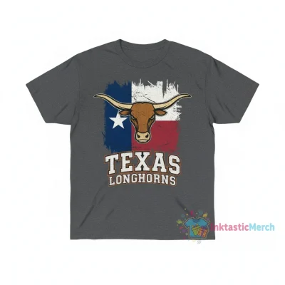 Texas Longhorns Bevo State Flag Vintage Graphic Tee