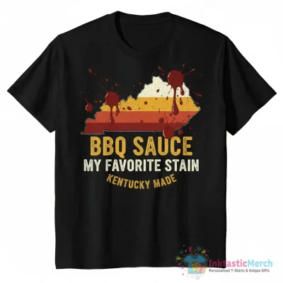 The BBQ Stain on my white t-shirt Kentucky map shirt - High Quality Printed T-Shirt