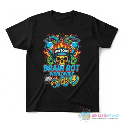 The Boyscorp Brain Rot worldwide nitrous patches shirt - High Quality Printed T-Shirt