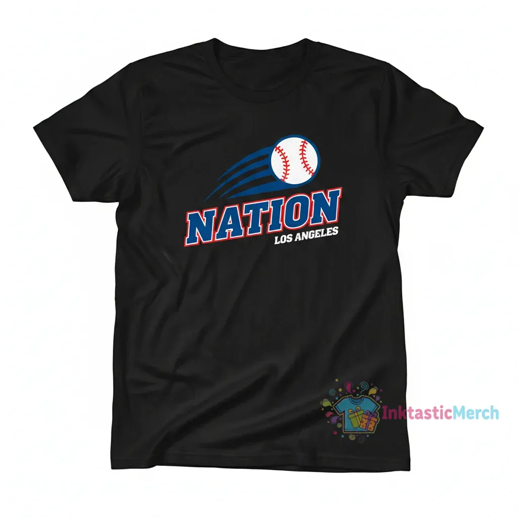 The Nation Los Angeles Dodgers Parody Logo T-Shirt 1 The Nation Los Angeles Dodgers Parody Logo T-Shirt