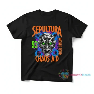 SEPULTURA CHAOS A.D. 1993 Tour T-Shirt - Classic Black Metal Band Tee