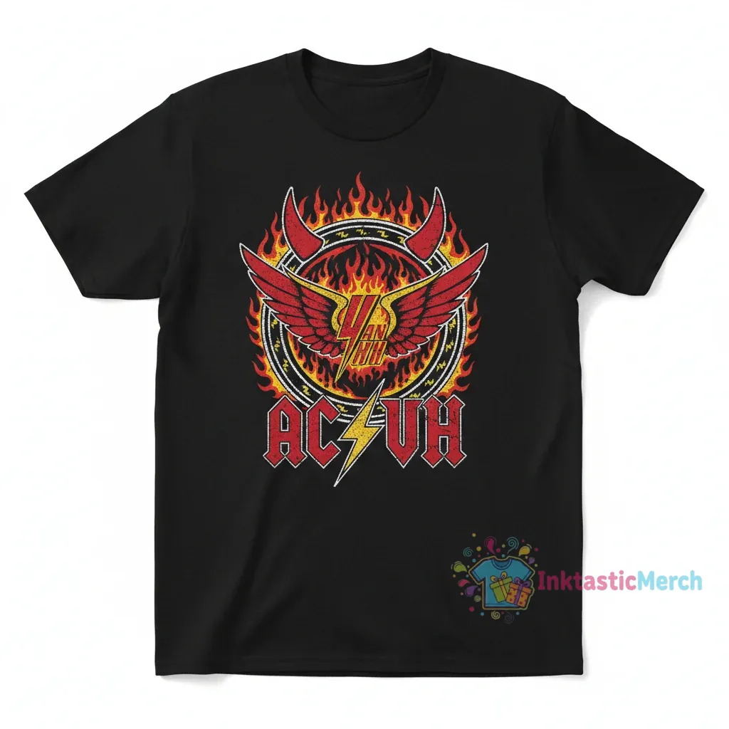 AC/DC Van Halen Fire Emblem Logo Tee 1 AC/DC Van Halen Fire Emblem Logo Tee