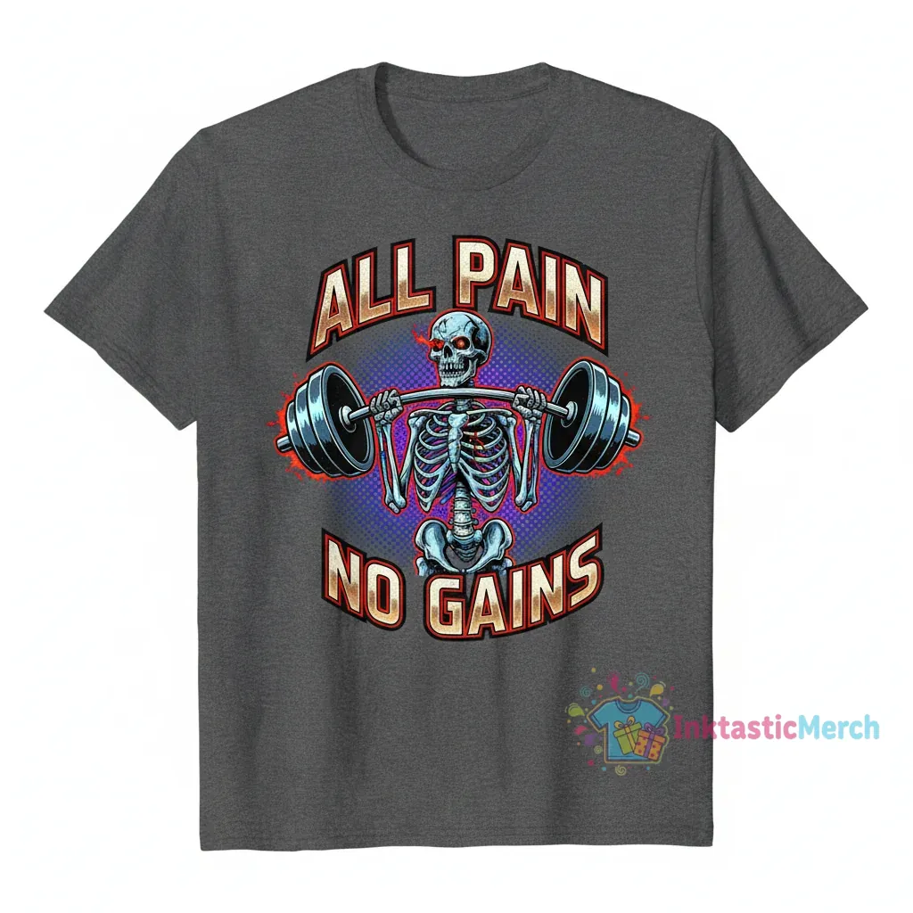 Skeleton: Pain No Gains Tee 1 Skeleton: Pain No Gains Tee