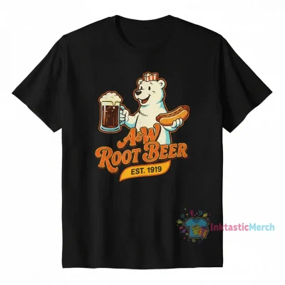 A&W Vintage Root Beer Men's Heavyweight T-Shirt - Black, Size S