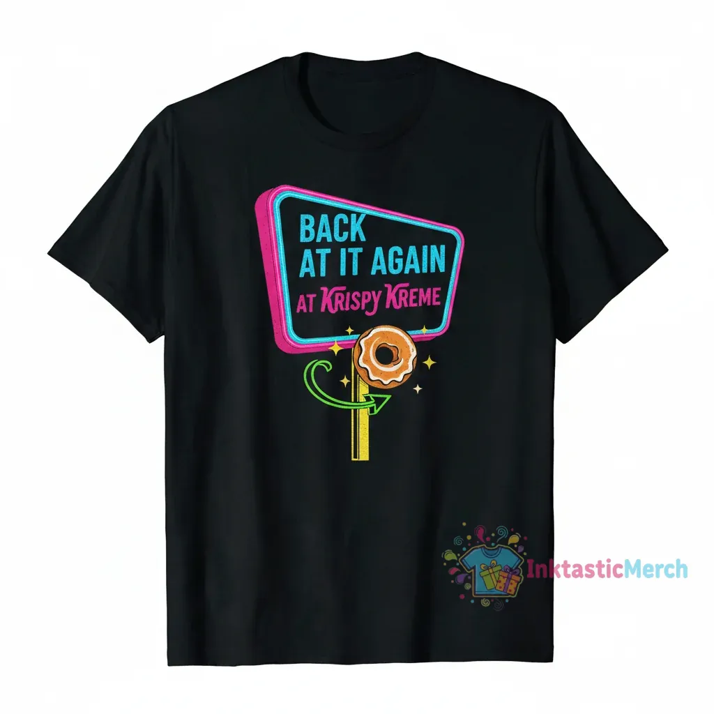 Krispy Kreme 'Back At It Again' Heavyweight Men's T-Shirt - Black, Size S 1 Krispy Kreme 'Back At It Again' Heavyweight Men's T-Shirt - Black, Size S