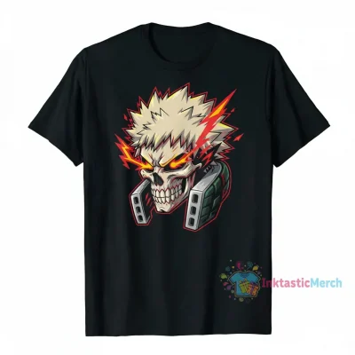 Bakugou Katsuki Skull Shirt Men's Heavyweight T-shirt