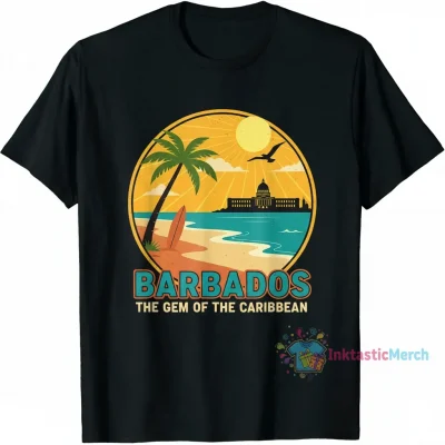 Barbados Men's Heavyweight T-Shirt - Black, Size S