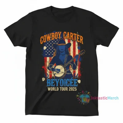 Beyonce Cowboy Carter Tour 2025 American Flag Vintage T-Shirt