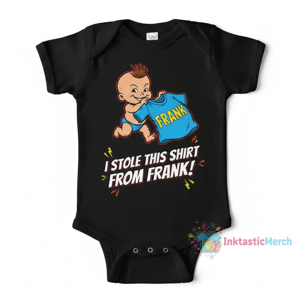 Billy Madison "I Stole This Shirt From Frank" Kids' Short Sleeve Onesie - 12M Black 1 Billy Madison "I Stole This Shirt From Frank" Kids' Short Sleeve Onesie - 12M Black