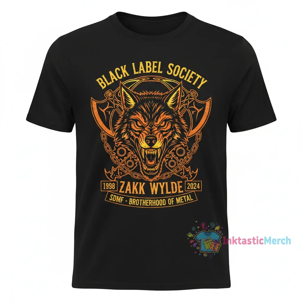 Black Label Society Zakk Wylde Orange Print Heavyweight Tee - Men's Black (Size S) 1 Black Label Society Zakk Wylde Orange Print Heavyweight Tee - Men's Black (Size S)