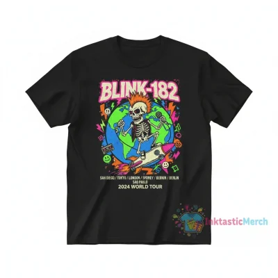 Blink Vintage 182 World Tour Men's Heavyweight T-Shirt - Classic Black