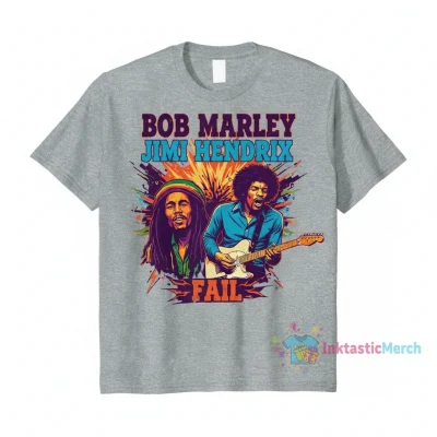 Bob Marley Jimi Hendrix FAIL Men's Heavyweight T-Shirt - Sport Grey