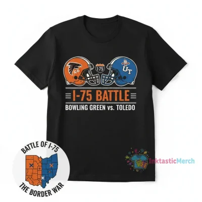 Bowling Green vs. Toledo Battle of I-75 Football Helmet 2-Sided T-Shirt
